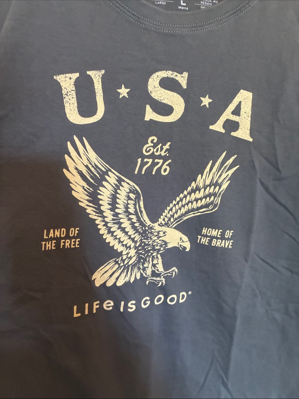 Life Is Good Navy Blue USA Eagle Graphic Short Sleeve Tee size L - Picture 3 of 5
